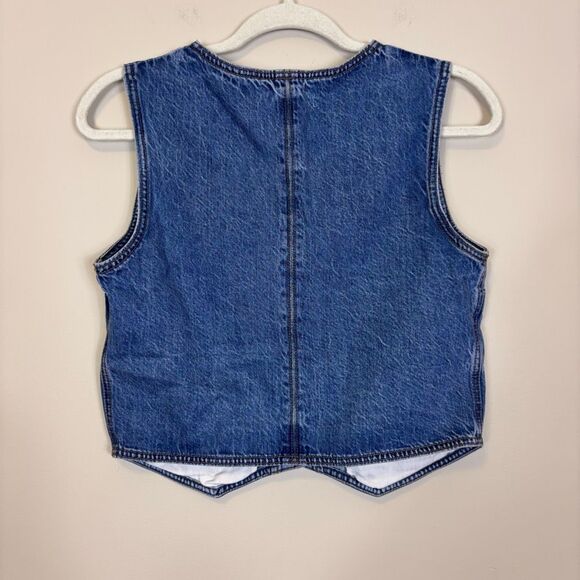 New Abercrombie & Fitch Denim Cropped Button Front Vest Tank Small - Picture 2 of 5